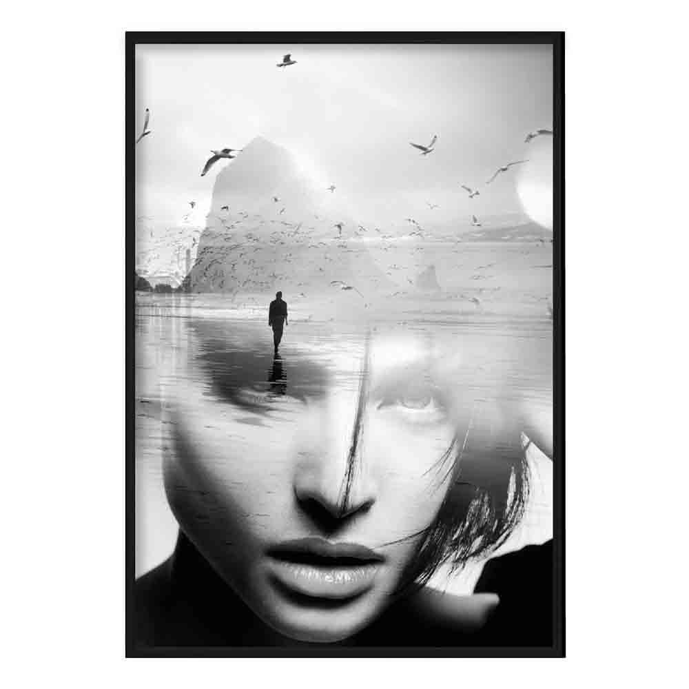 Black & White Abstract Photo Woman Sea Print | Bowlift