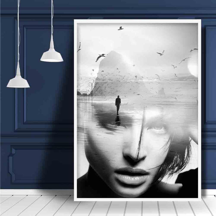 Black & White Abstract Photo Woman Sea Print | Bowlift