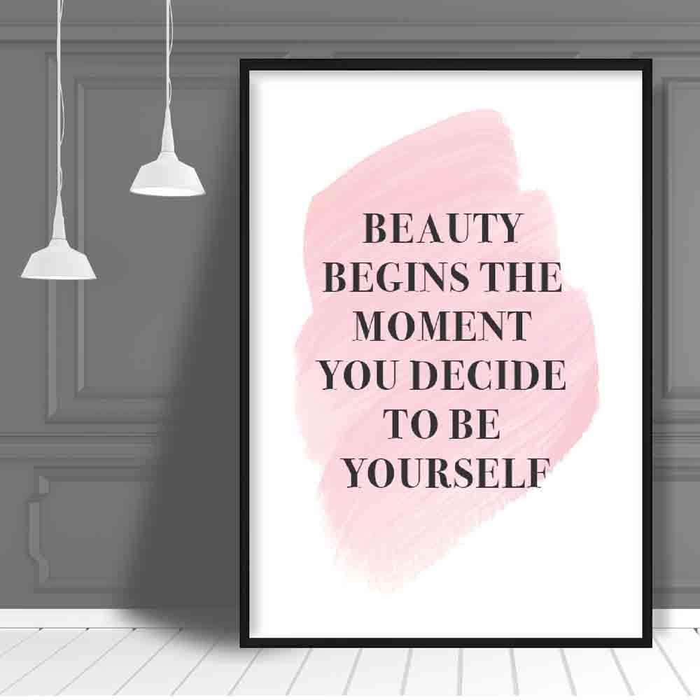 Beauty Begins Pink Print Poster | Bowlift
