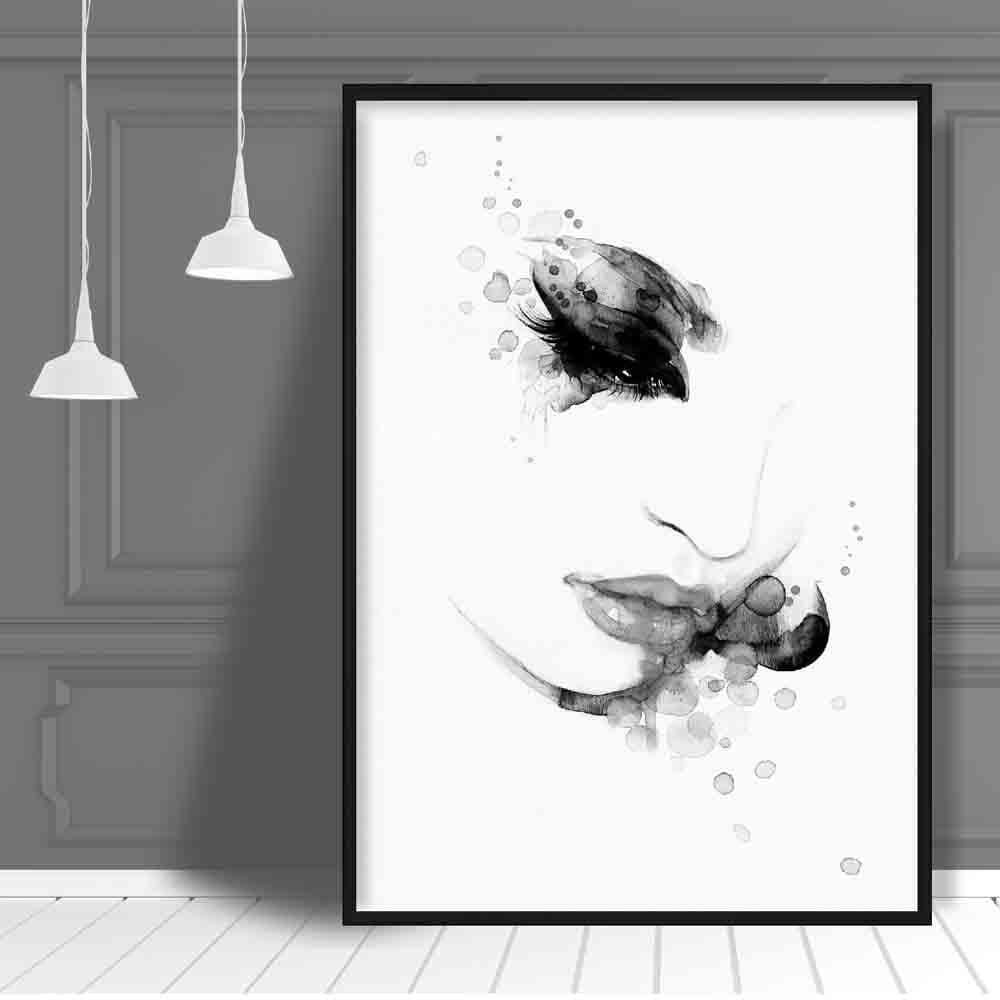 Abstract Watercolor Fashion Illustration Face Art Prints | Bowlift