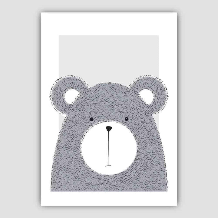 Bear Sketch Style Children's Room Gray Art Print | Bowlift