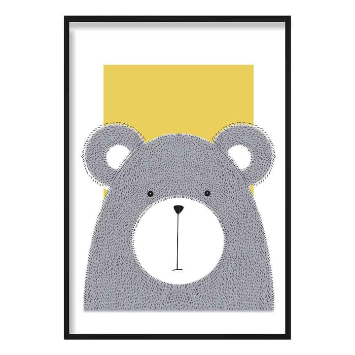 Bears Sketch Style Children's Room Yellow Art Print | Bowlift