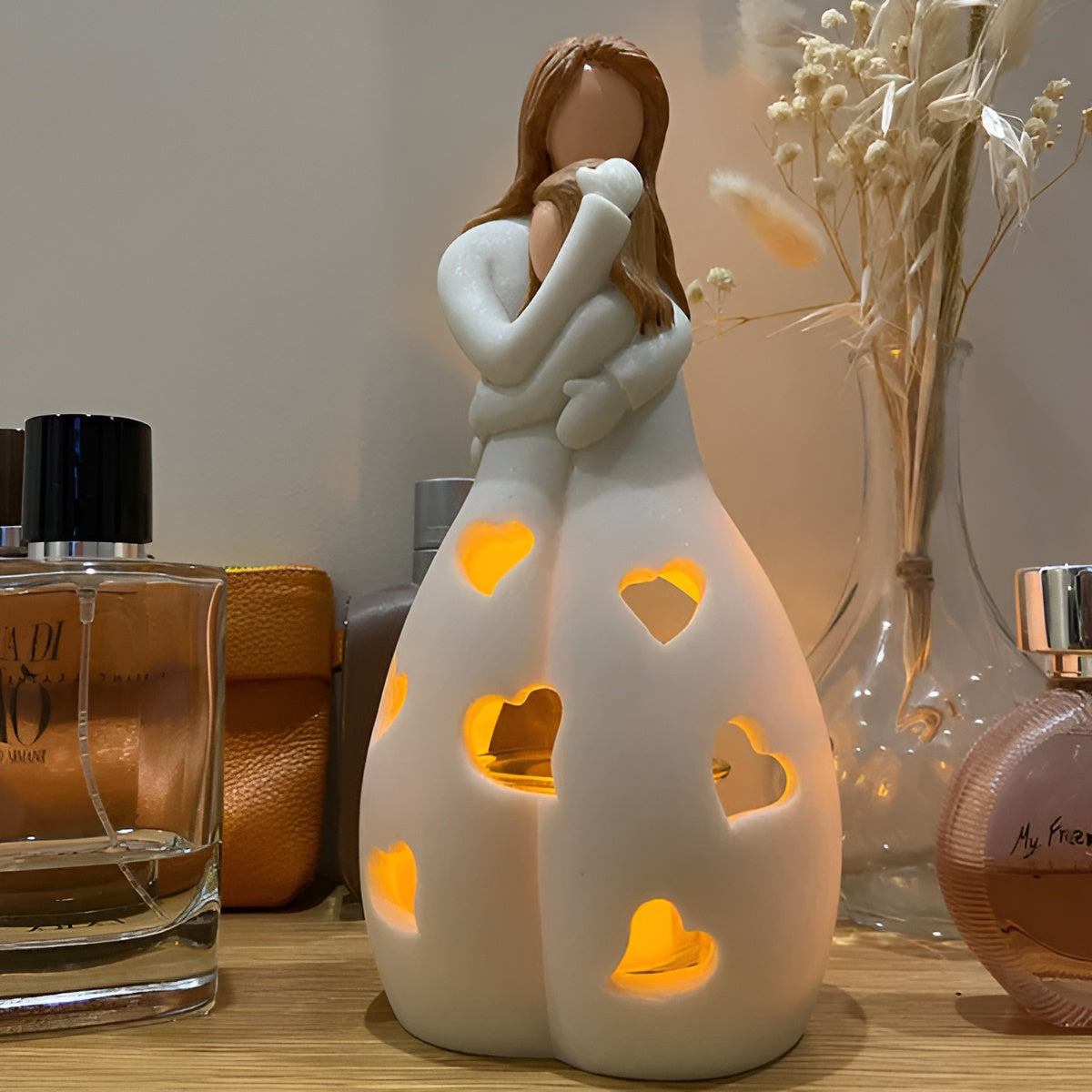 BowLift | Embracing Mother Daughter Figure Flickering Candle Holder - LoveGlow