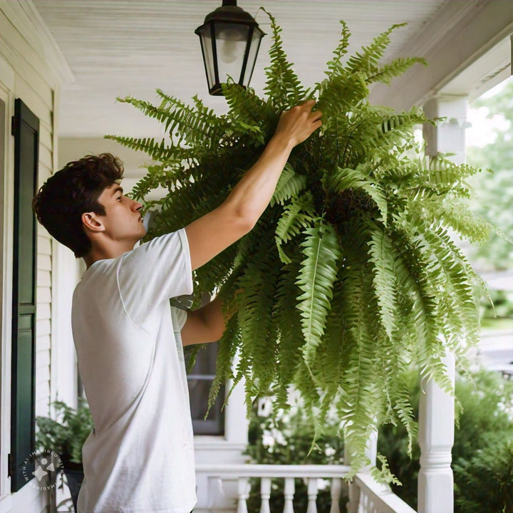 BowLift | UV Resistant Artificial Boston Fern | Lifelike, Waterproof & Maintenance-Free for Outdoor Décor