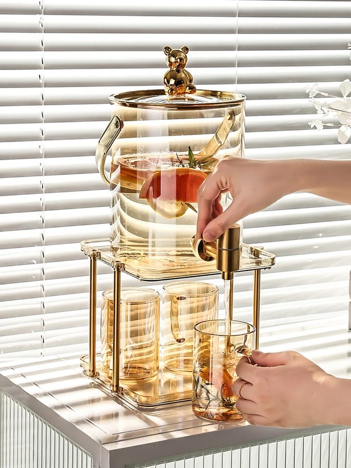 BowLift | Glass juice dispenser with 4 cups