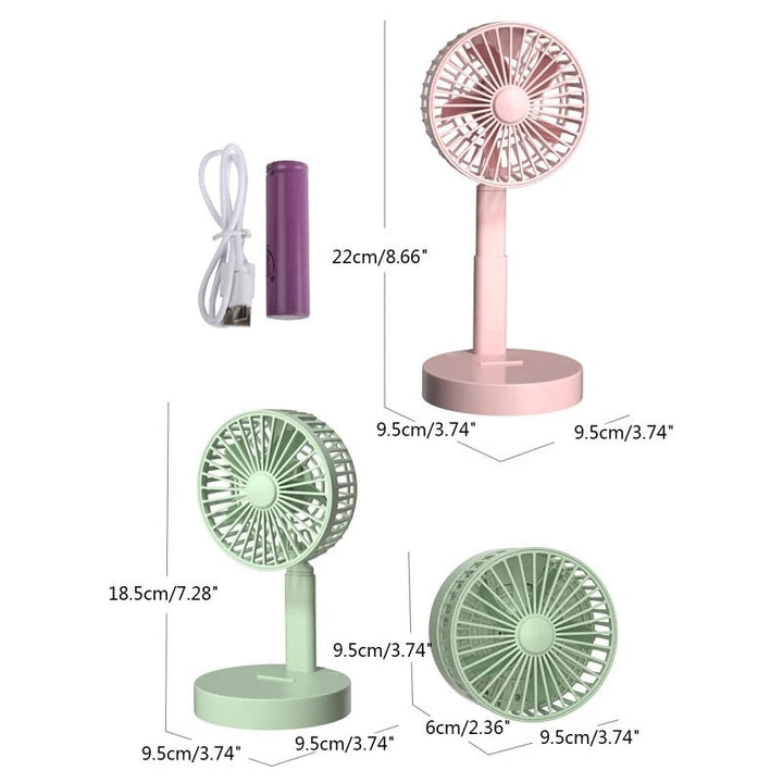 Foldable Telescopic Charging Fan, Minimalist, Mini Portable Desktop | Bowlift
