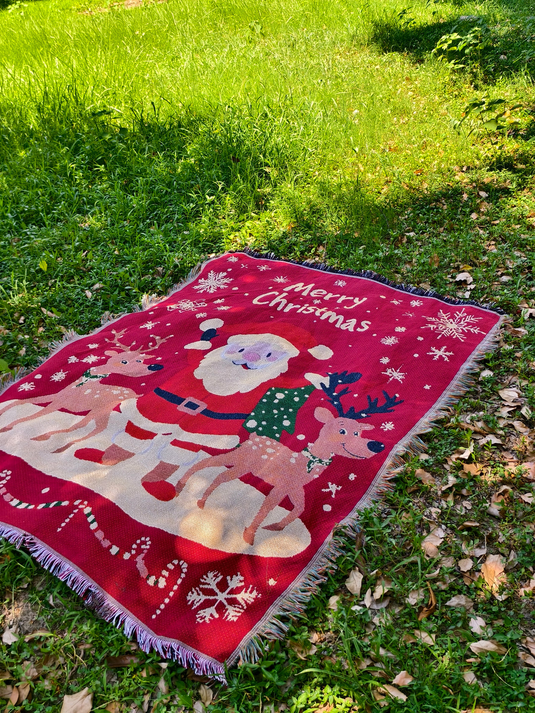 Thick Knitted Gold Thread Christmas Sofa Throw