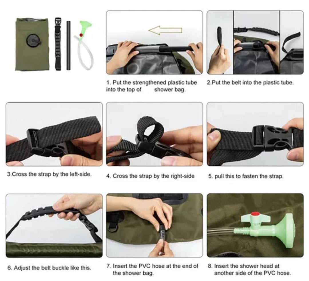 ZonFlow Foldable Outdoor Shower Bag – 20L Solar Heating | Bowlift