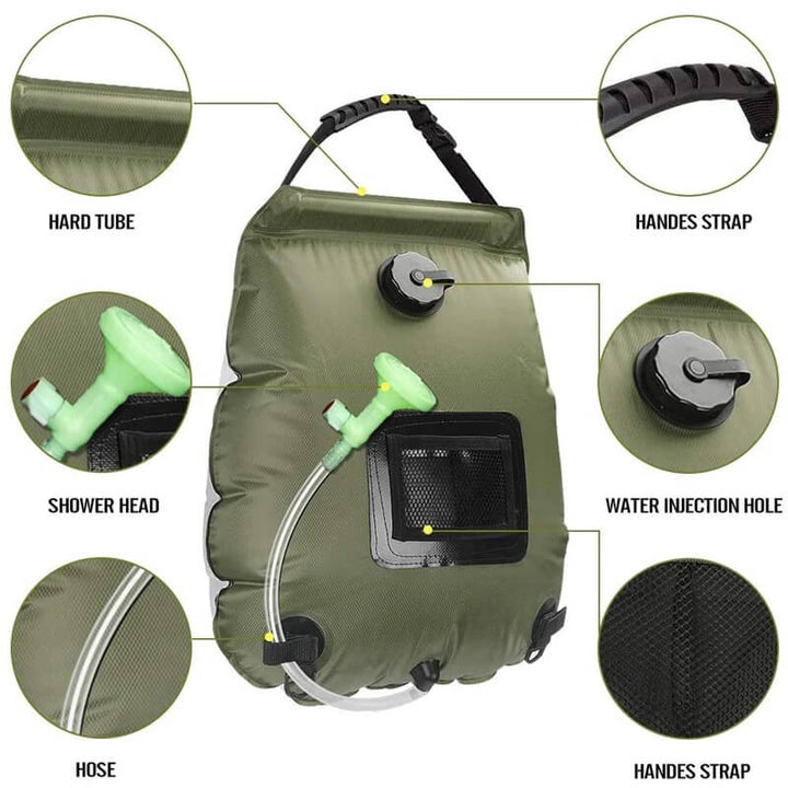 ZonFlow Foldable Outdoor Shower Bag – 20L Solar Heating | Bowlift