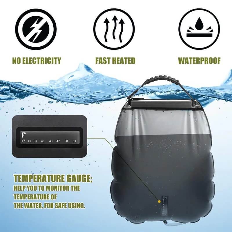 ZonFlow Foldable Outdoor Shower Bag – 20L Solar Heating | Bowlift
