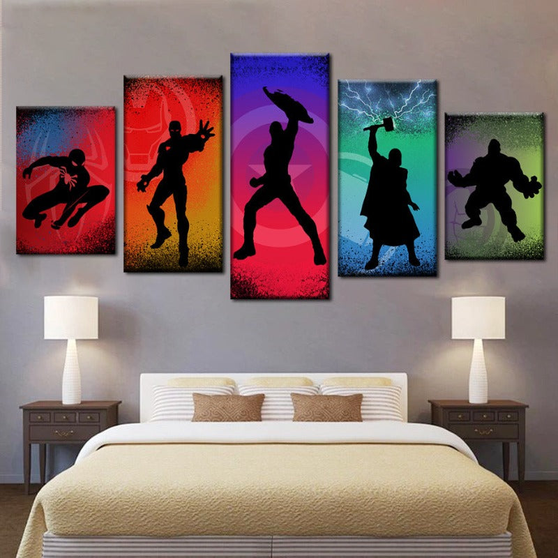 Marvel Superheroes Silhouettes - Canvas Wall Art Painting | Bowlift