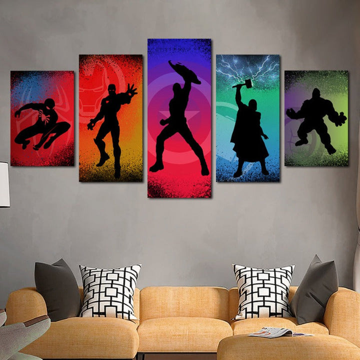 Marvel Superheroes Silhouettes - Canvas Wall Art Painting | Bowlift