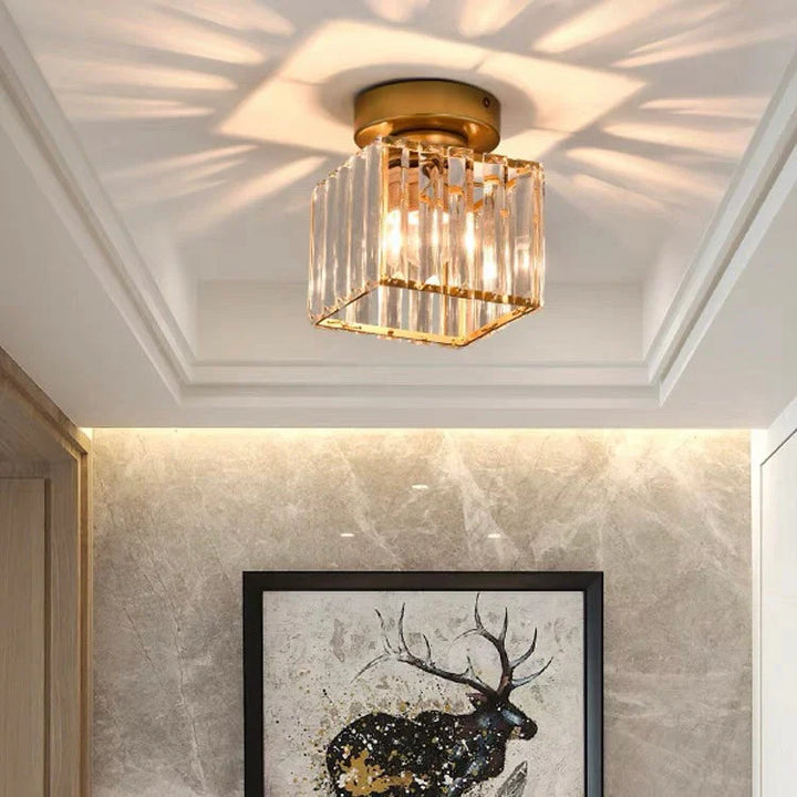 BowLift | Modern Crystal Ceiling Light with Gold and Black Accents – Stylish Lighting for Your Home