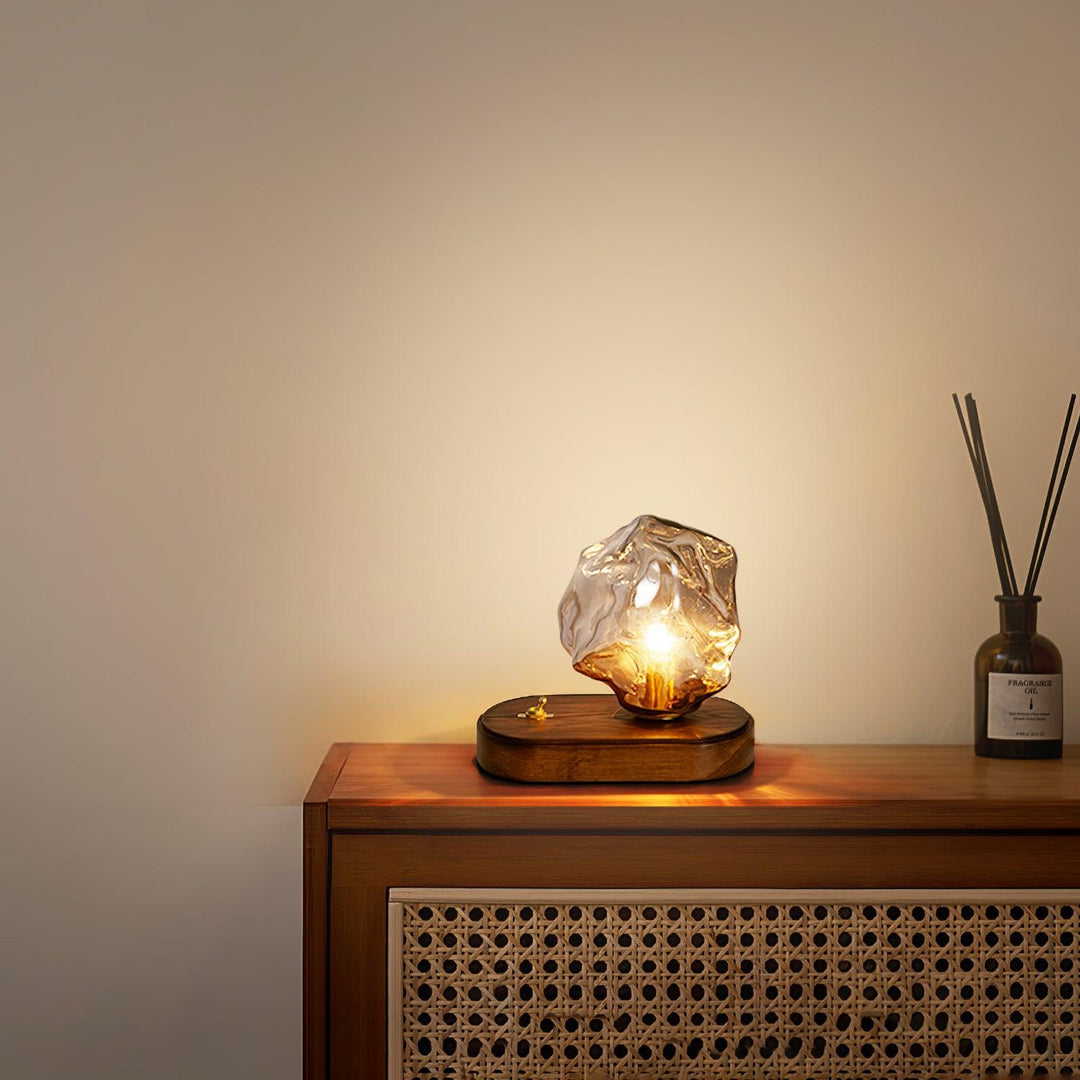 BowLift | Glass Block Table Lamp | Modern Design with Clear Glass | Ideal for Living Room & Bedroom Lighting