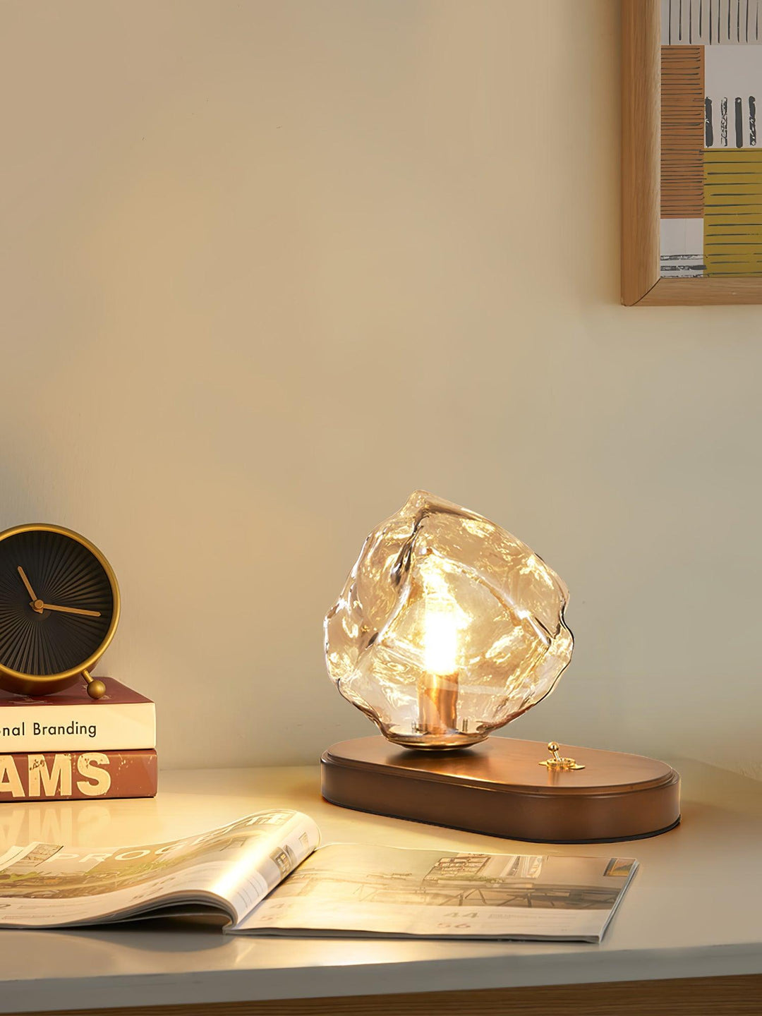 BowLift | Glass Block Table Lamp | Modern Design with Clear Glass | Ideal for Living Room & Bedroom Lighting