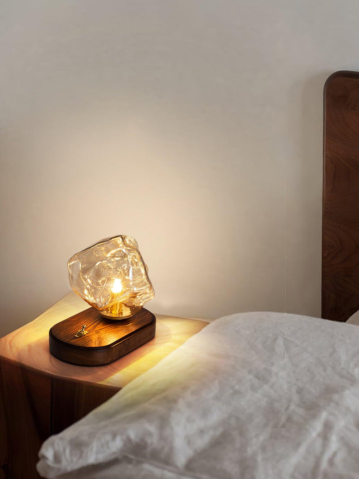 BowLift | Glass Block Table Lamp | Modern Design with Clear Glass | Ideal for Living Room & Bedroom Lighting
