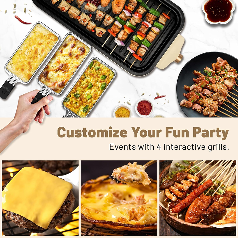 BowLift | 1500W Electric Indoor Grill, 2 In 1 Kitchen Indoor Grill With Grill Grid And Non-Stick Cooking Removable Plate, Temperature Control, Dishwasher Safe, Smokeless Grill