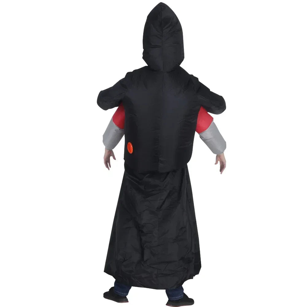 BowLift | Inflatable Ghost Costume with Black Robe and Mask – Halloween Unisex Outfit