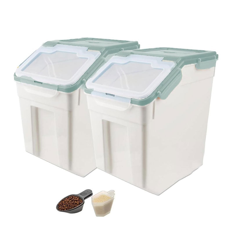 BowLift | 2 Pack Large Flour Storage Containers 50 Lbs Sealed Rice Storage Containers With Wheels Sealed Locking Lid For Flour, Rice, Grains