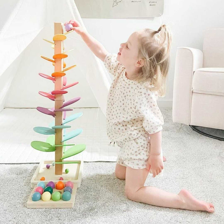 BowLift | Rain Sound Play Tower – Educational Wooden Marbles Tower for Children