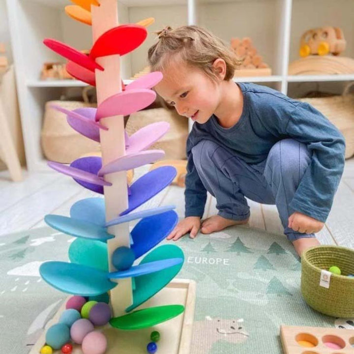 BowLift | Rain Sound Play Tower – Educational Wooden Marbles Tower for Children