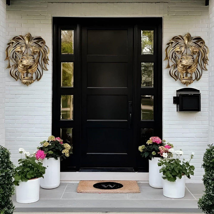 Exquisite gold-plated lion head wall sculpture Bowlift