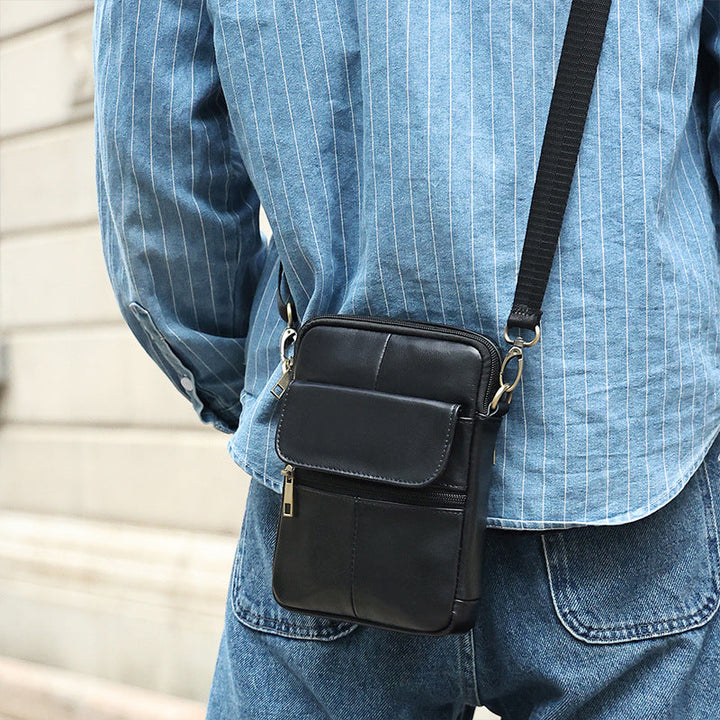 BowLift | Men’s Small Genuine Leather Shoulder Bag – Compact Crossbody with Adjustable Strap