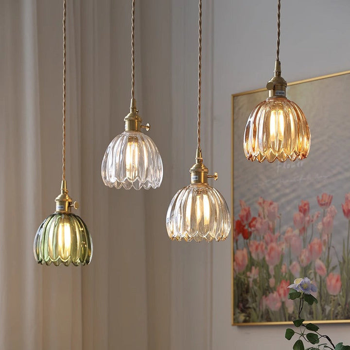 BowLift | Japanese Glass Pendant Lamp with Adjustable Height for Living Room and Dining Room – Modern Design above Table