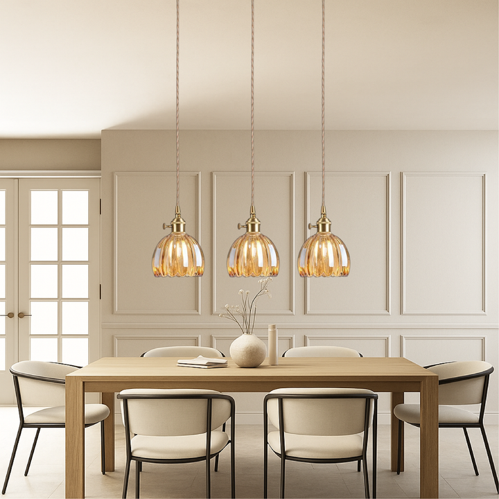 BowLift | Japanese Glass Pendant Lamp with Adjustable Height for Living Room and Dining Room – Modern Design above Table