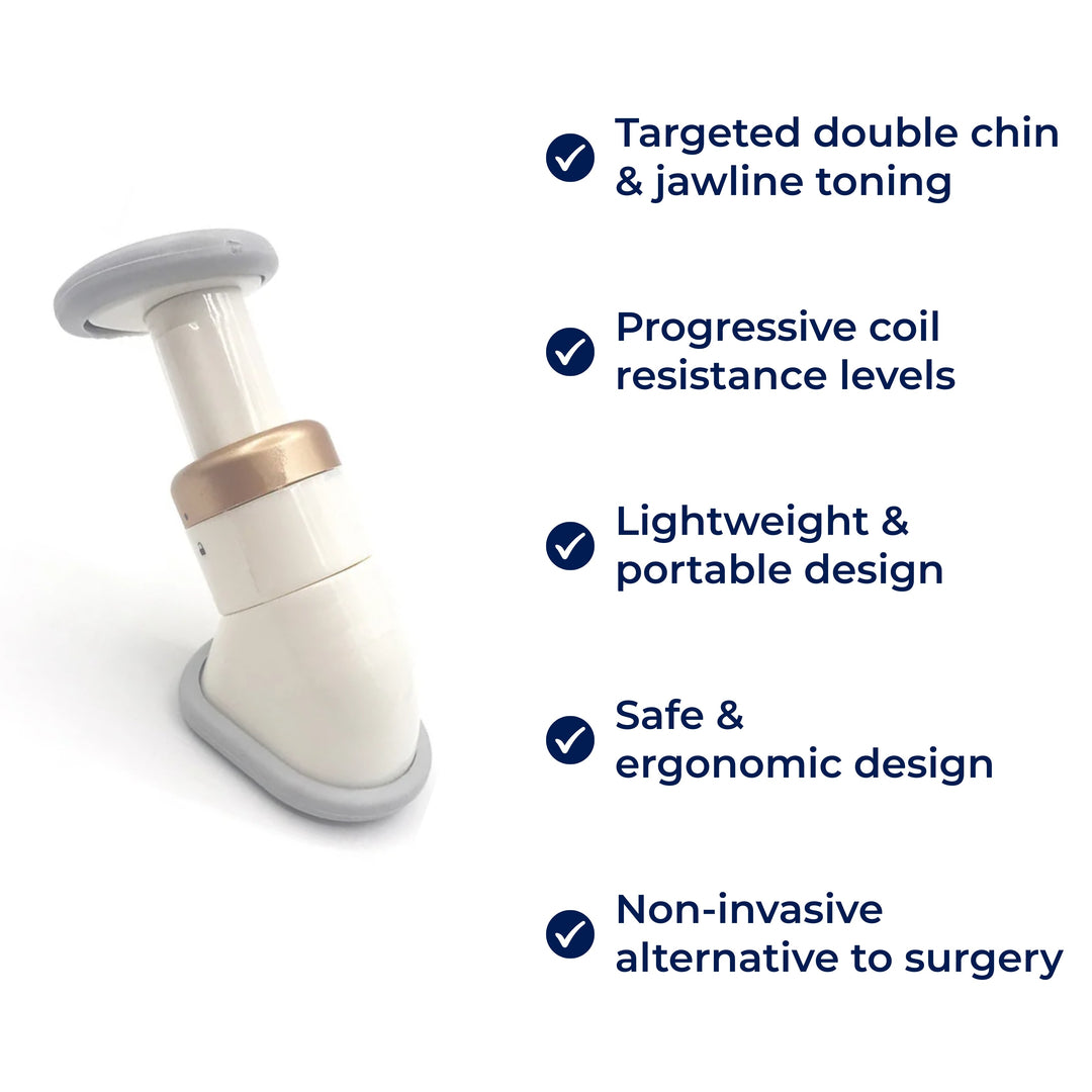 JawDefine | Neckline Slimmer – Double Chin Remover – Coil Resistance – Lightweight – Home Facial Exercise Bowlift