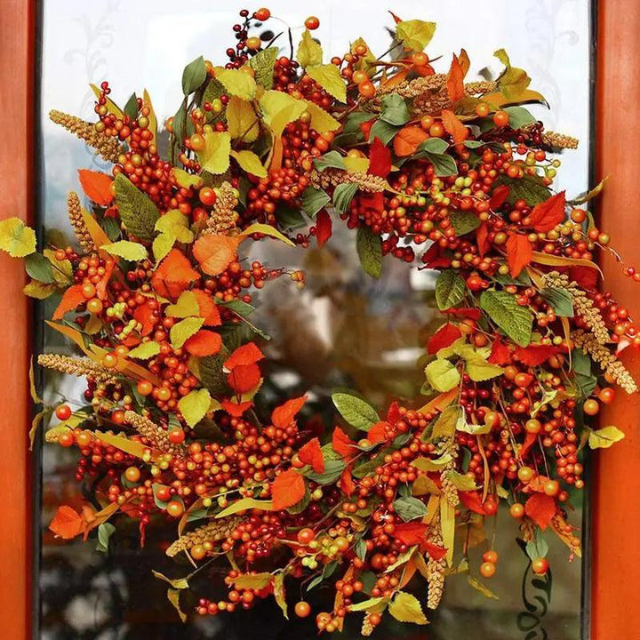 BowLift | Autumn Door Wreath with Berries and Pine Cones – Natural Decoration for Halloween and Thanksgiving, 40 cm