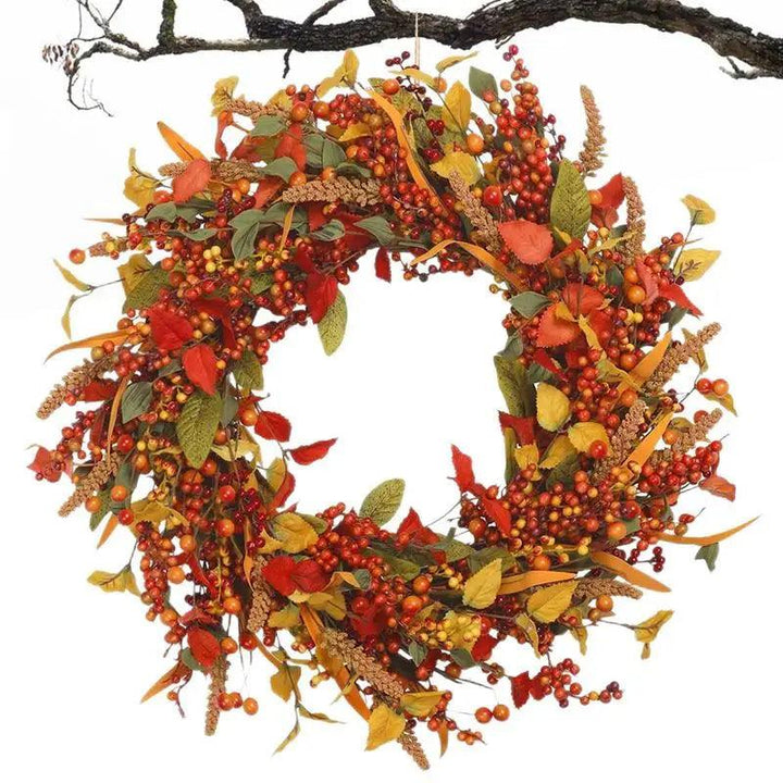 BowLift | Autumn Door Wreath with Berries and Pine Cones – Natural Decoration for Halloween and Thanksgiving, 40 cm