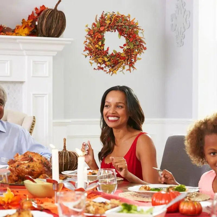 BowLift | Autumn Door Wreath with Berries and Pine Cones – Natural Decoration for Halloween and Thanksgiving, 40 cm