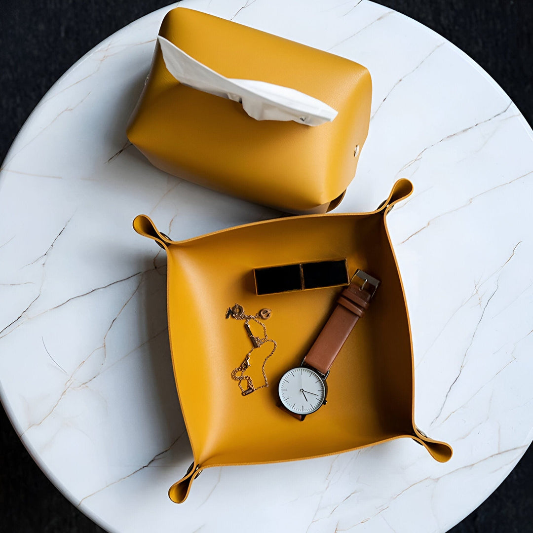 BowLift | Leather tray catch basin storage box