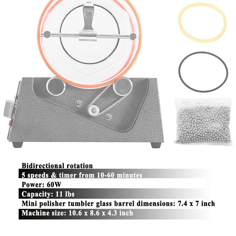 BowLift | Jewelry Polisher Tumbler Rotary Tumbler Surface Polisher 5Kg 11 Lbs Capacity 60W Jewelry Polishing Finishing Machine Mini Polisher Tumbler