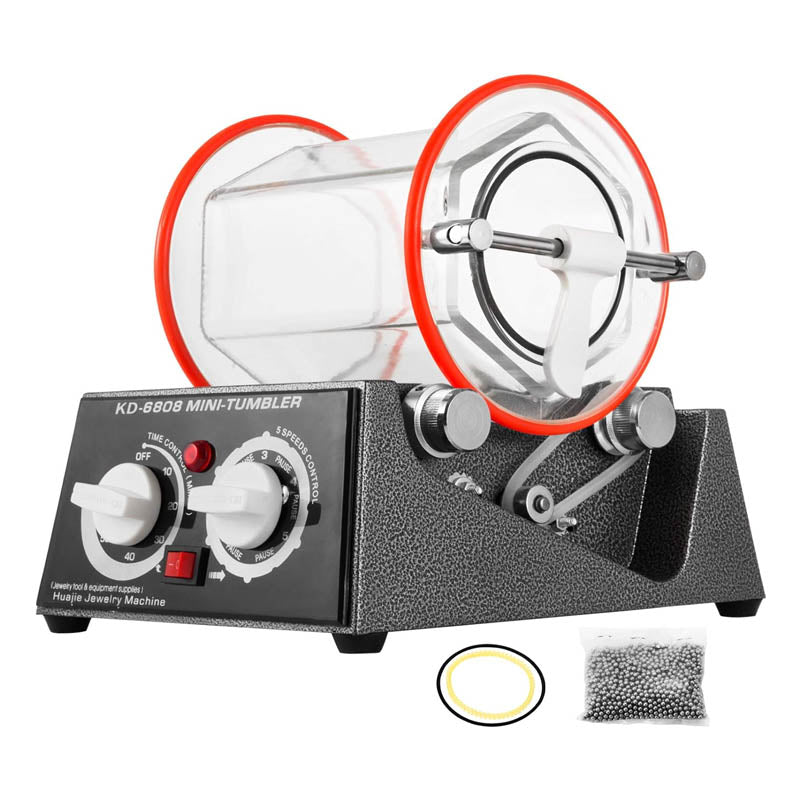 BowLift | Jewelry Polisher 6.6lbs/3kg Capacity Mini Rotary Tumbler Machine  with Glass Barrel Lock Buckle Rotary Tumbler