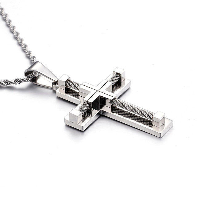 BowLift | Stainless Steel Bead Cross Men's Pendant