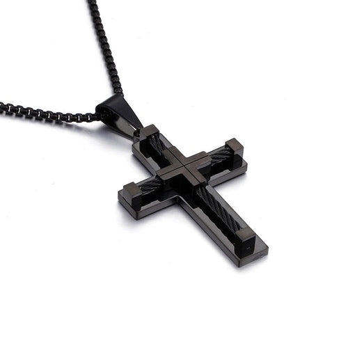BowLift | Stainless Steel Bead Cross Men's Pendant