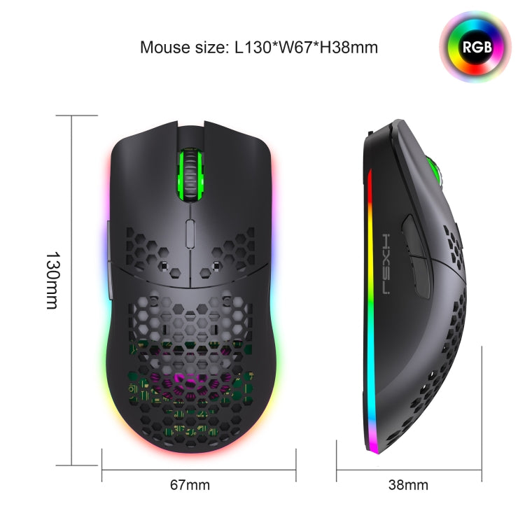 BowLift | HXSJ T66 7 Button Colorful Lighting Programmable Gaming Wireless Mouse (White)