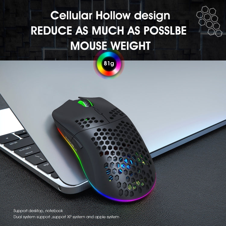 BowLift | HXSJ T66 7 Button Colorful Lighting Programmable Gaming Wireless Mouse (White)