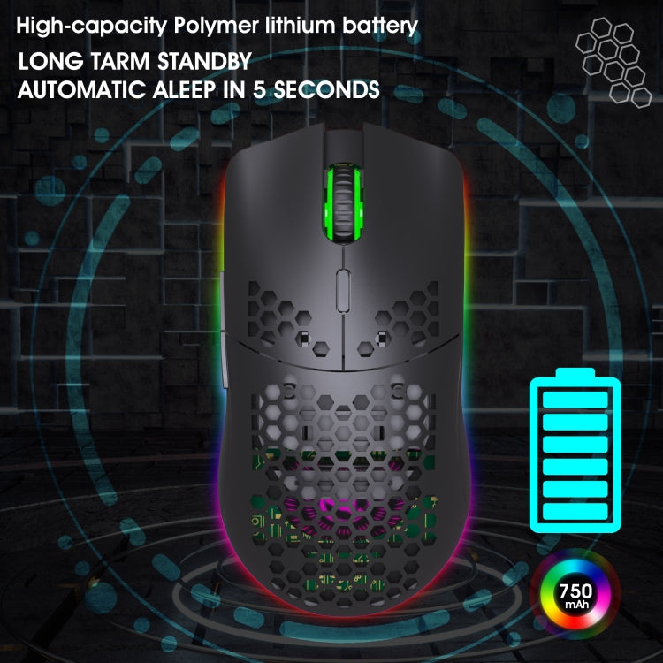 BowLift | HXSJ T66 7 Button Colorful Lighting Programmable Gaming Wireless Mouse (White)