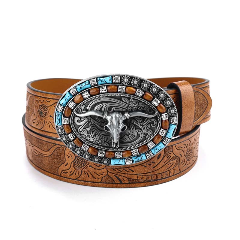BowLift | Retro Punk Embossed Western Denim Belt
