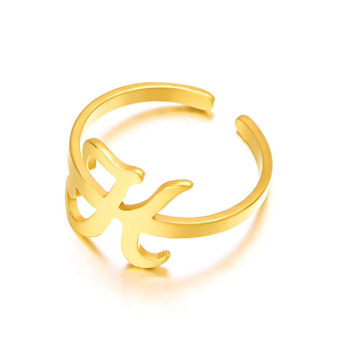 BowLift | Adjustable Italic Cursive Letter Initial Ring