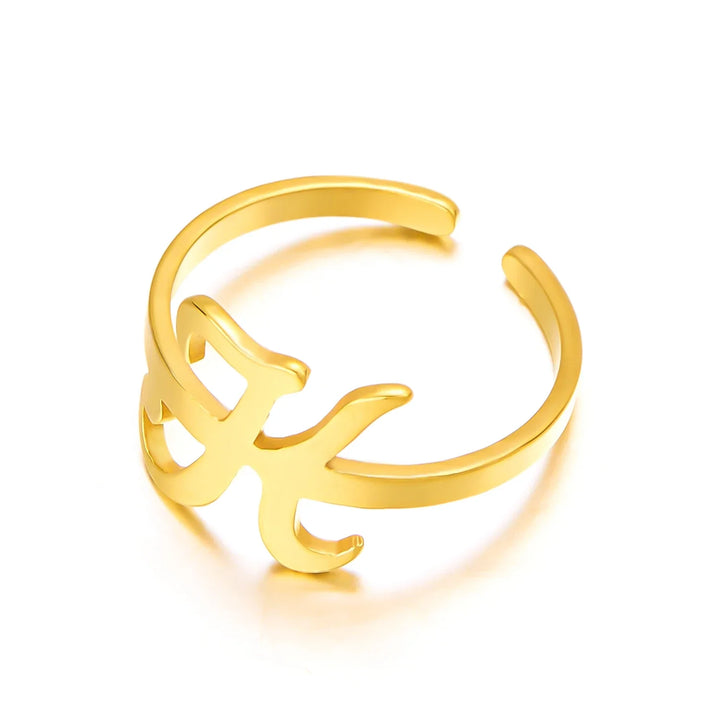 BowLift | Adjustable Italic Cursive Letter Initial Ring