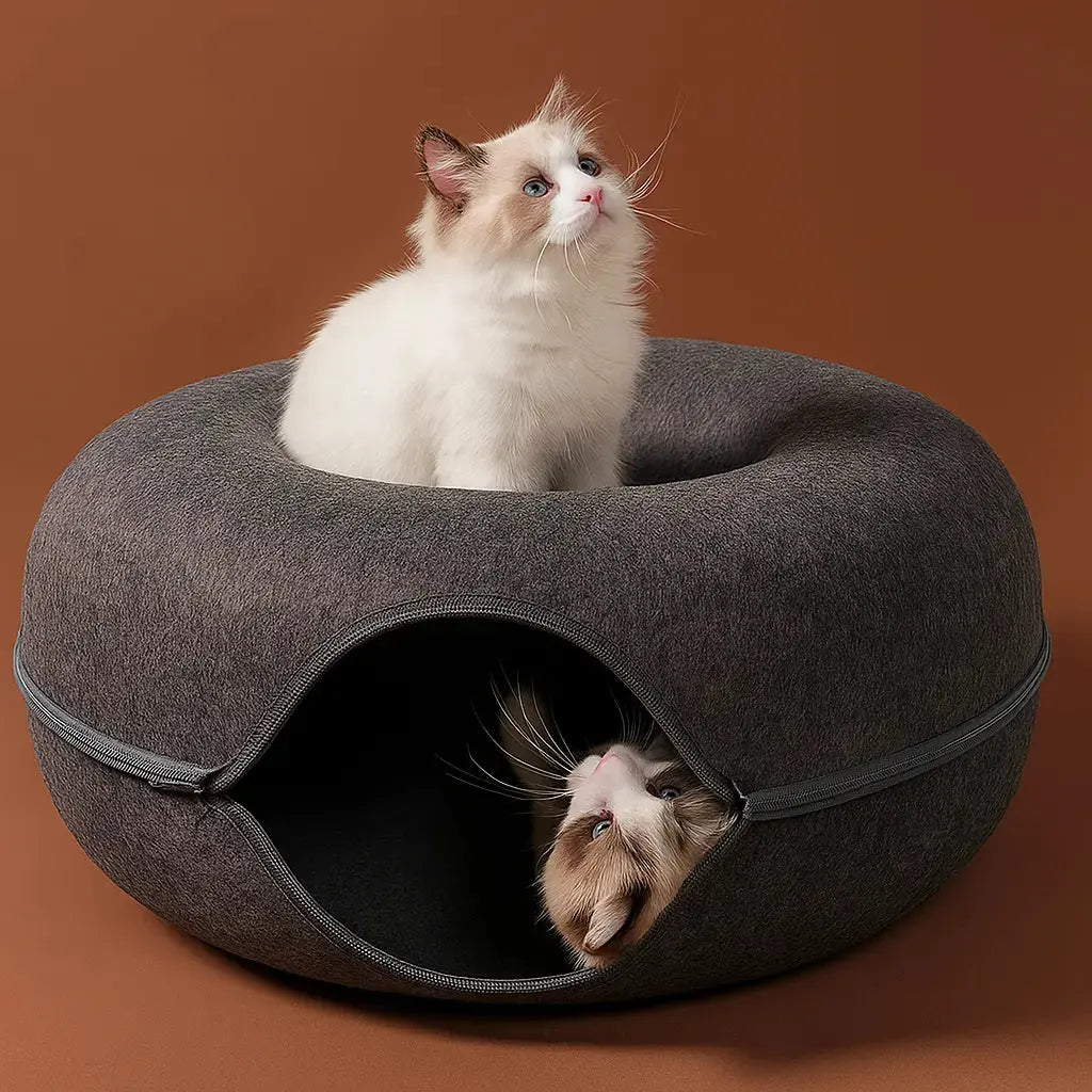 BowLift | Cat tunnel bed made of wool felt – Play and retreat space