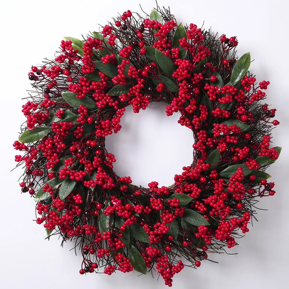 BowLift | Christmas Wreath with Red Berries and Green Cypress Leaves – Perfect Seasonal Decoration