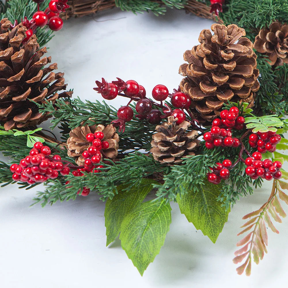 BowLift | Christmas Wreath with Red Berries and Green Cypress Leaves – Perfect Seasonal Decoration
