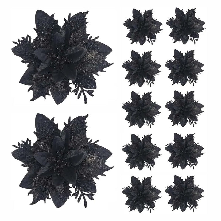 BowLift | Floréva Decoratieve Kerstbloemen – Set van 5 of 10 Kunstbloemen (14,5 cm) in Roze, Rood & Goud voor Feestelijke Decoratie