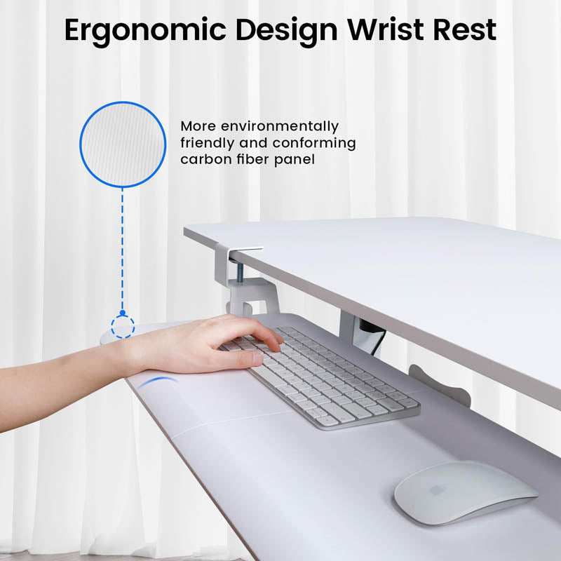 BowLift | Keyboard Drawers & Platforms 26'' x 11 Inch  Keyboard Tray Under Desk with Extra Sturdy C Clamp Mount System