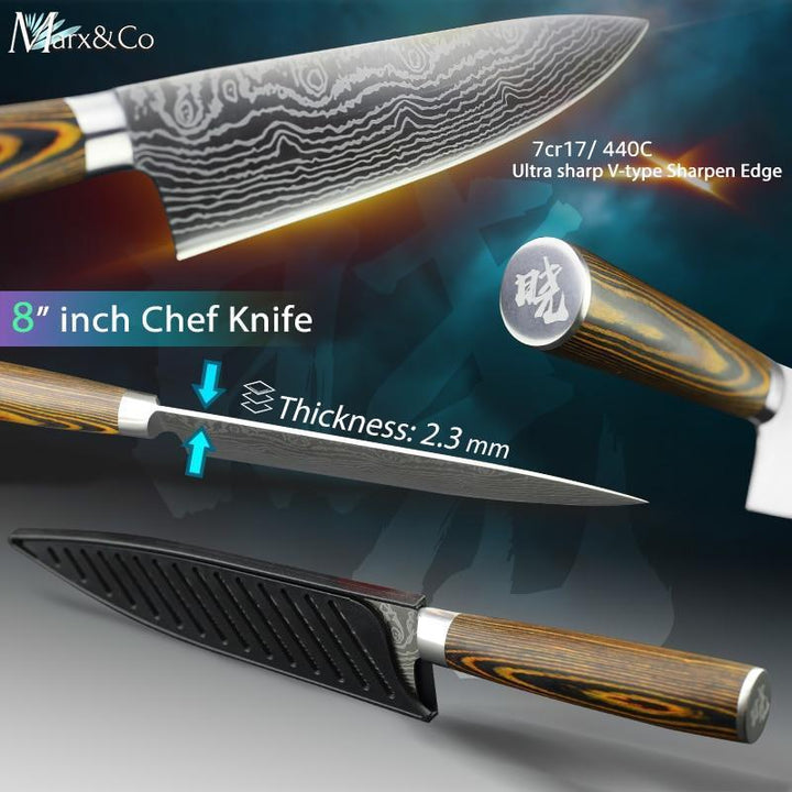 BowLift | Santoku Japanese Professional Chef Knife 8 inch High Carbon Stainless Steel